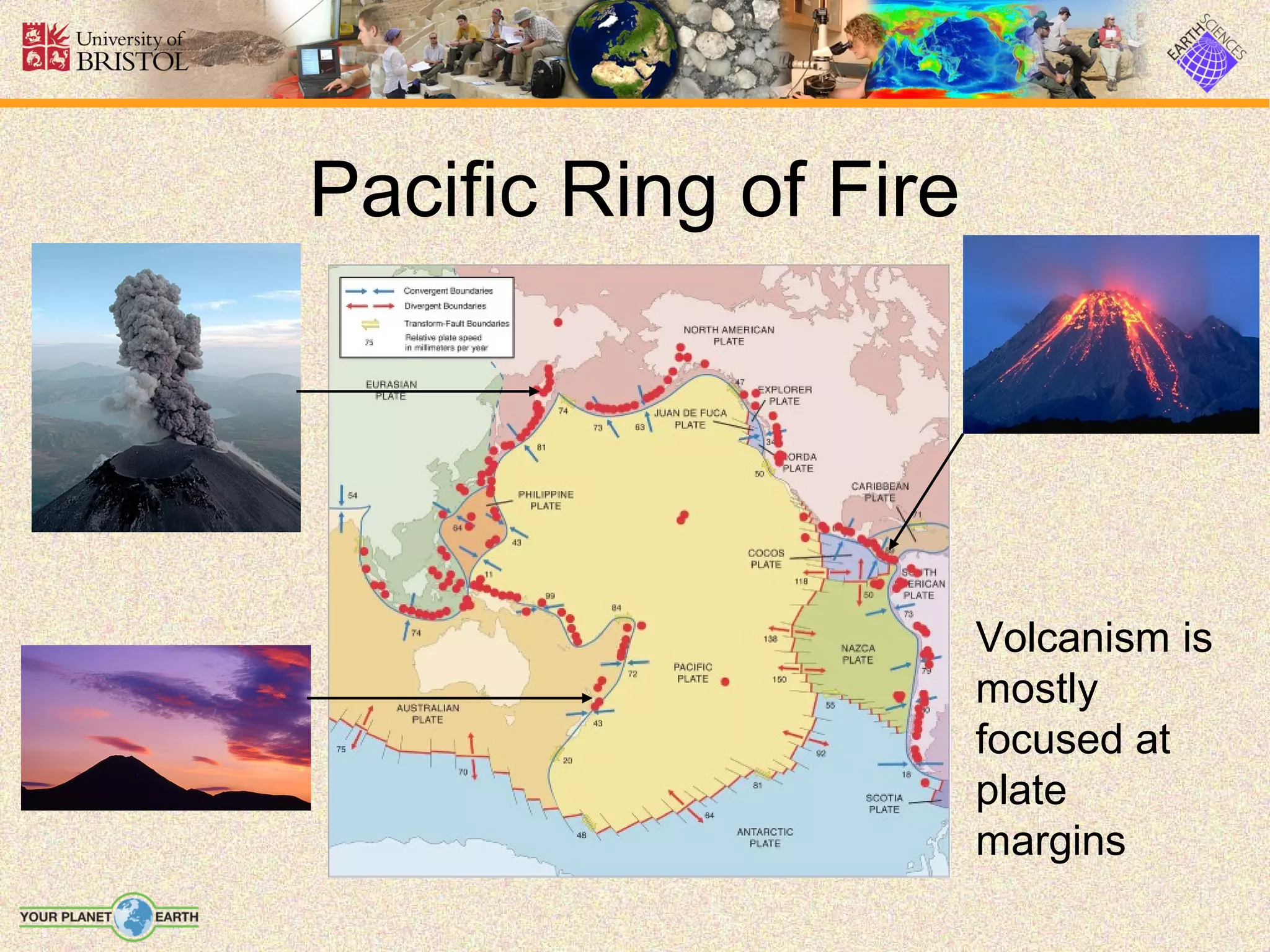 Pacific Ring of Fire




                       Volcanism is
                       mostly
                       focused at
                       plate
                       margins
 