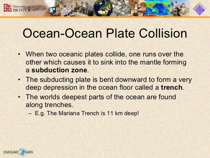 plate tectonics slides re what type of mountains form at convergent boundaries where two oceanic plates meet