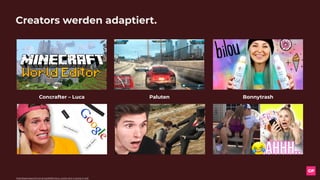 Creators werden adaptiert.
https://openspace.sfmoma.org/2018/04/your-pretty-face-is-going-to-sell/
Concrafter – Luca BonnytrashPaluten
 