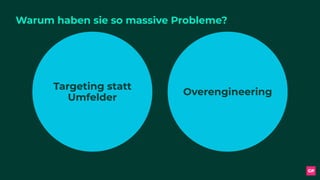 Warum haben sie so massive Probleme?
Targeting statt
Umfelder
Overengineering
 