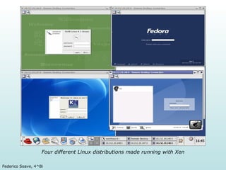 Four different Linux distributions made running with Xen