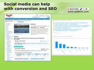 Social media can help
with conversion and SEO
                          www.addthis.com
 