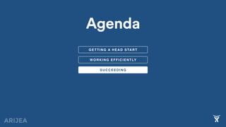 WORKING EFFICIENTLY
GETTING A HEAD START
SUCCEEDING
Agenda
 