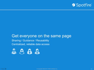 Get everyone on the same page 
Sharing / Guidance / Reusability 
Centralized, reliable data access 
© Copyright 2000-2014 TIBCO Software Inc. -16- 
 