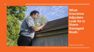 What
Insurance
Adjusters
Look for In
Storm
Damaged
Roofs
Platform Roofing
 