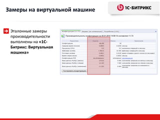 Замеры на виртуальной машине


 Эталонные замеры
 производительности
 выполнены на «1С-
 Битрикс: Виртуальная
 машина»
 