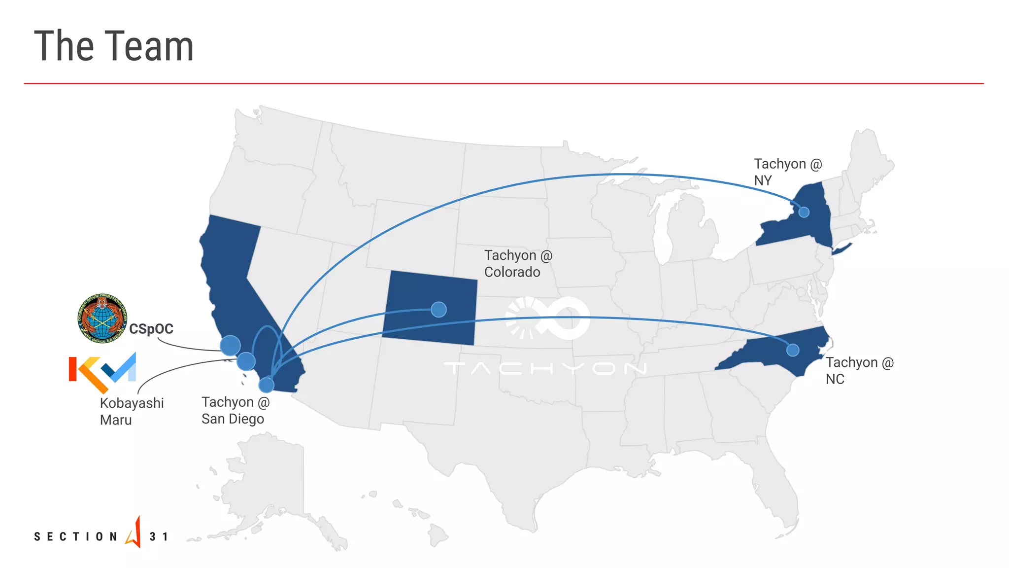 The Team
Tachyon @
San Diego
CSpOC
Kobayashi
Maru
Tachyon @
Colorado
Tachyon @
NC
Tachyon @
NY
 