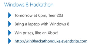 http://win8hackathonduke.eventbrite.com
 