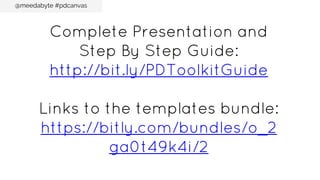 @meedabyte #pdcanvas

Complete Presentation and
Step By Step Guide:
http://bit.ly/PDToolkitGuide
Links to the templates bundle:
https://bitly.com/bundles/o_2
ga0t49k4i/2

 