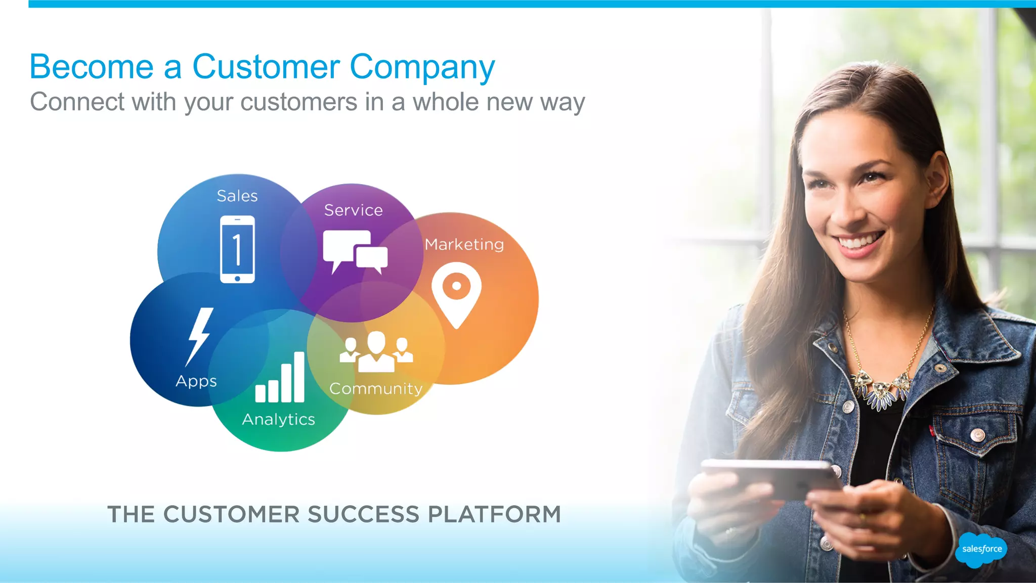 Connect with your customers in a whole new way
Become a Customer Company
Sales
Service
Marketing
CommunityApps
Analytics
 