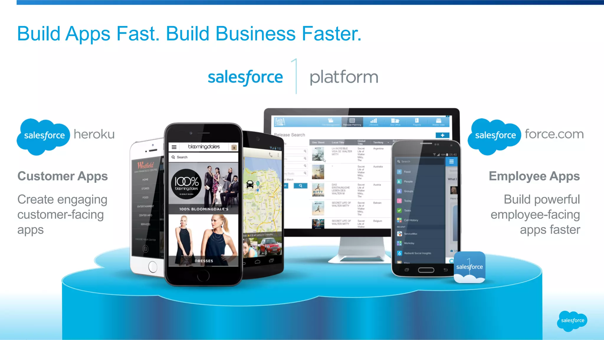 Build Apps Fast. Build Business Faster.
Customer Apps
Create engaging
customer-facing
apps
Employee Apps
Build powerful
employee-facing
apps faster
 