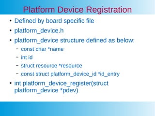 Details on Platform Drivers in Embedded Linux | PDF