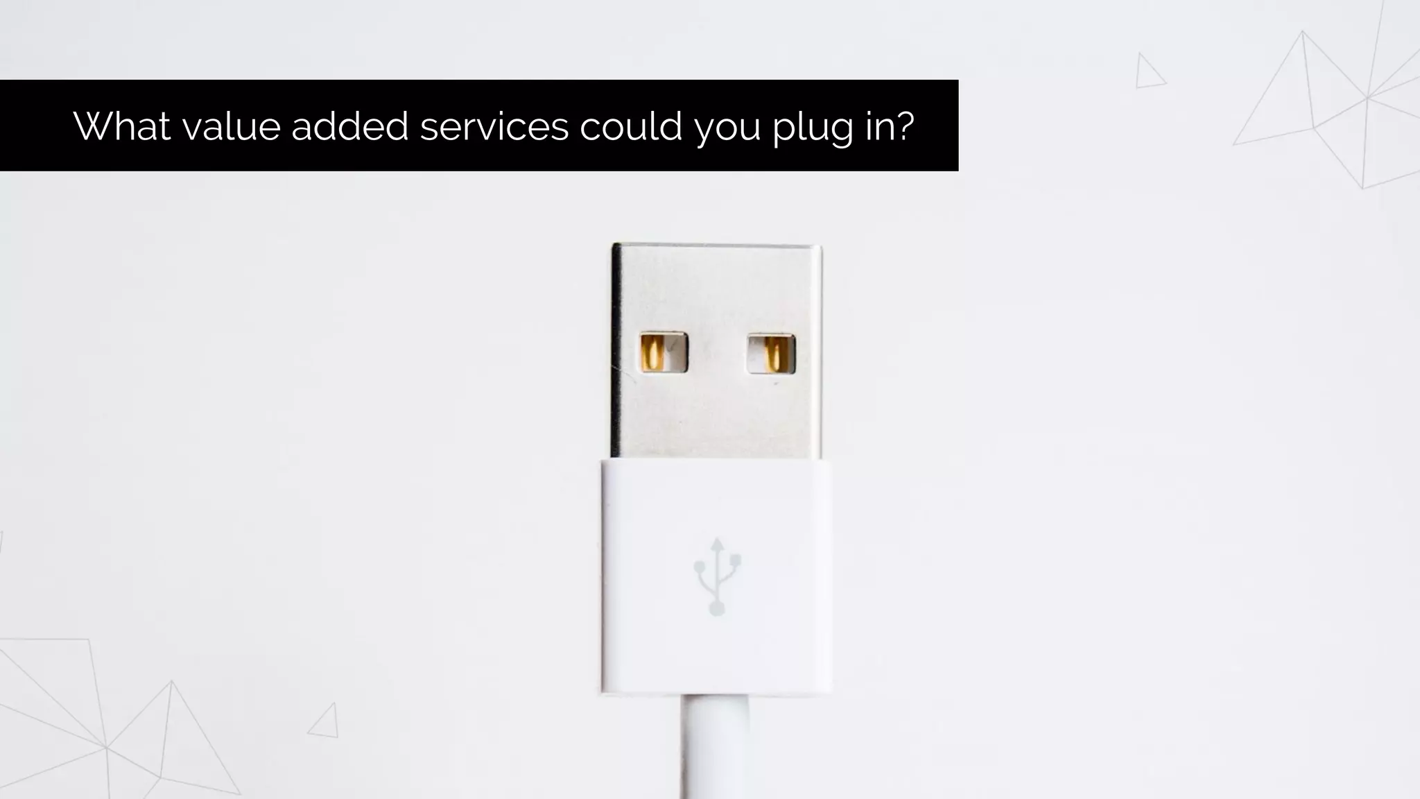 What value added services could you plug in?
 