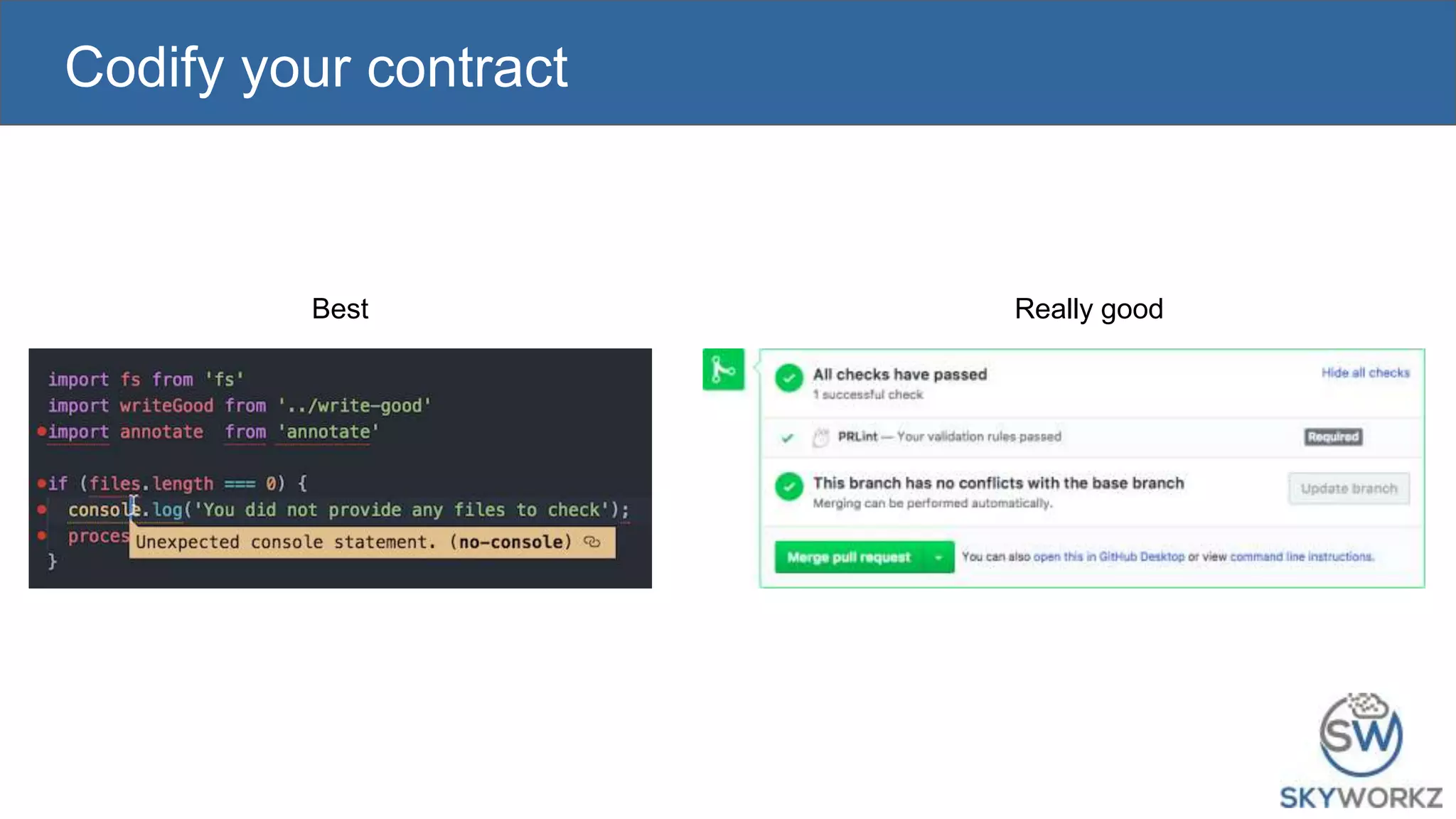 Codify your contract
Best Really good
 
