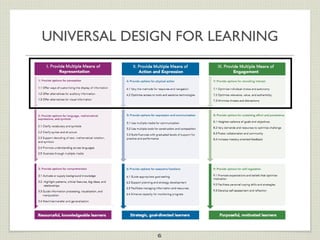 UNIVERSAL DESIGN FOR LEARNING




              6
 