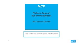 1
MCD
Platform Support
Recommendations
2014 Second Quarter
 