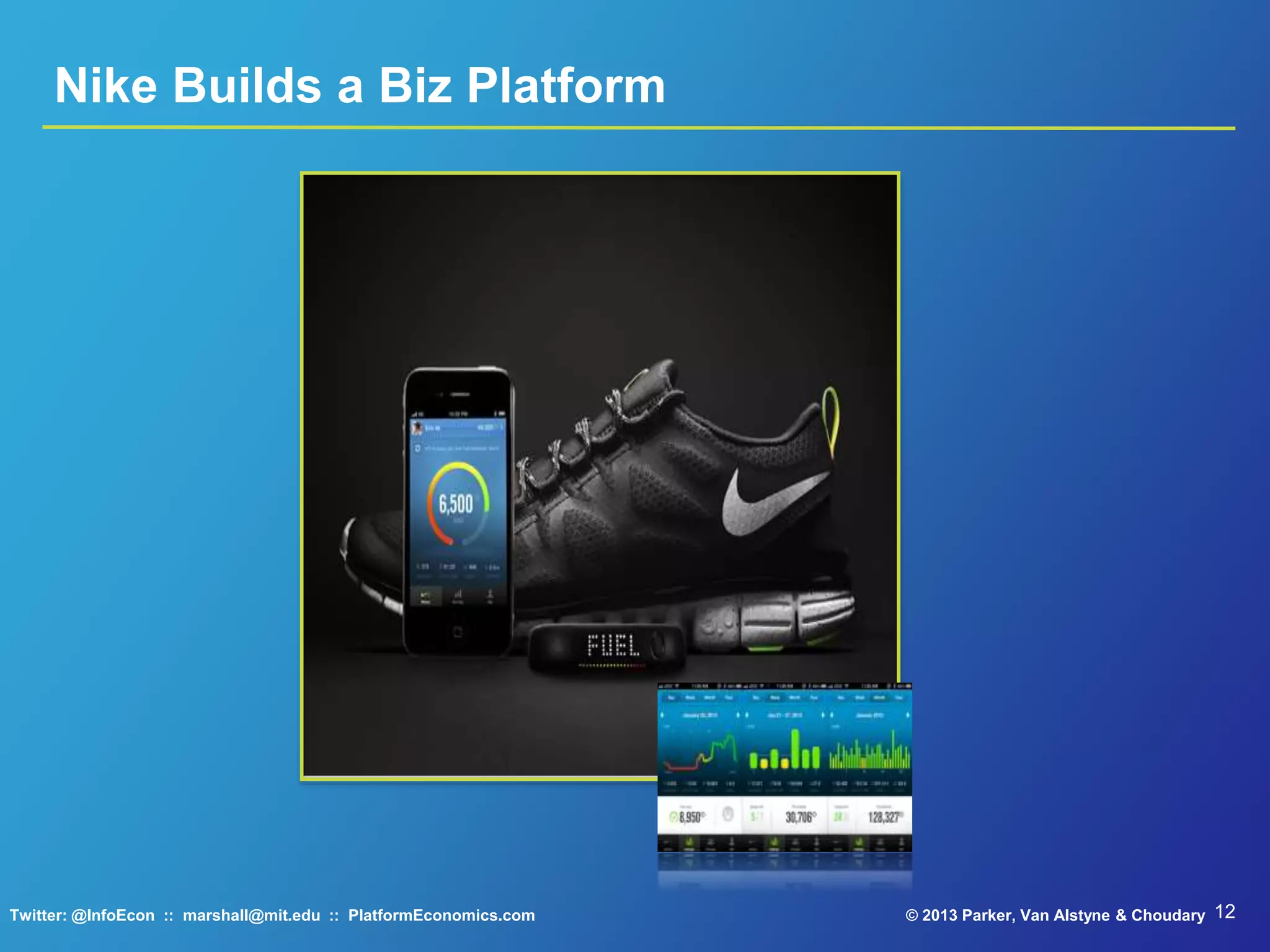 12© 2013 Parker, Van Alstyne & ChoudaryTwitter: @InfoEcon :: marshall@mit.edu :: PlatformEconomics.com
Nike Builds a Biz Platform
 