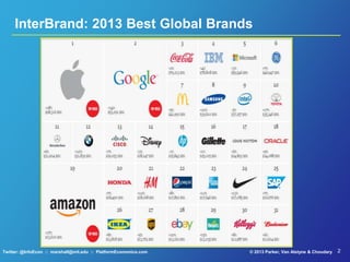 2© 2013 Parker, Van Alstyne & ChoudaryTwitter: @InfoEcon :: marshall@mit.edu :: PlatformEconomics.com
InterBrand: 2013 Best Global Brands
 
