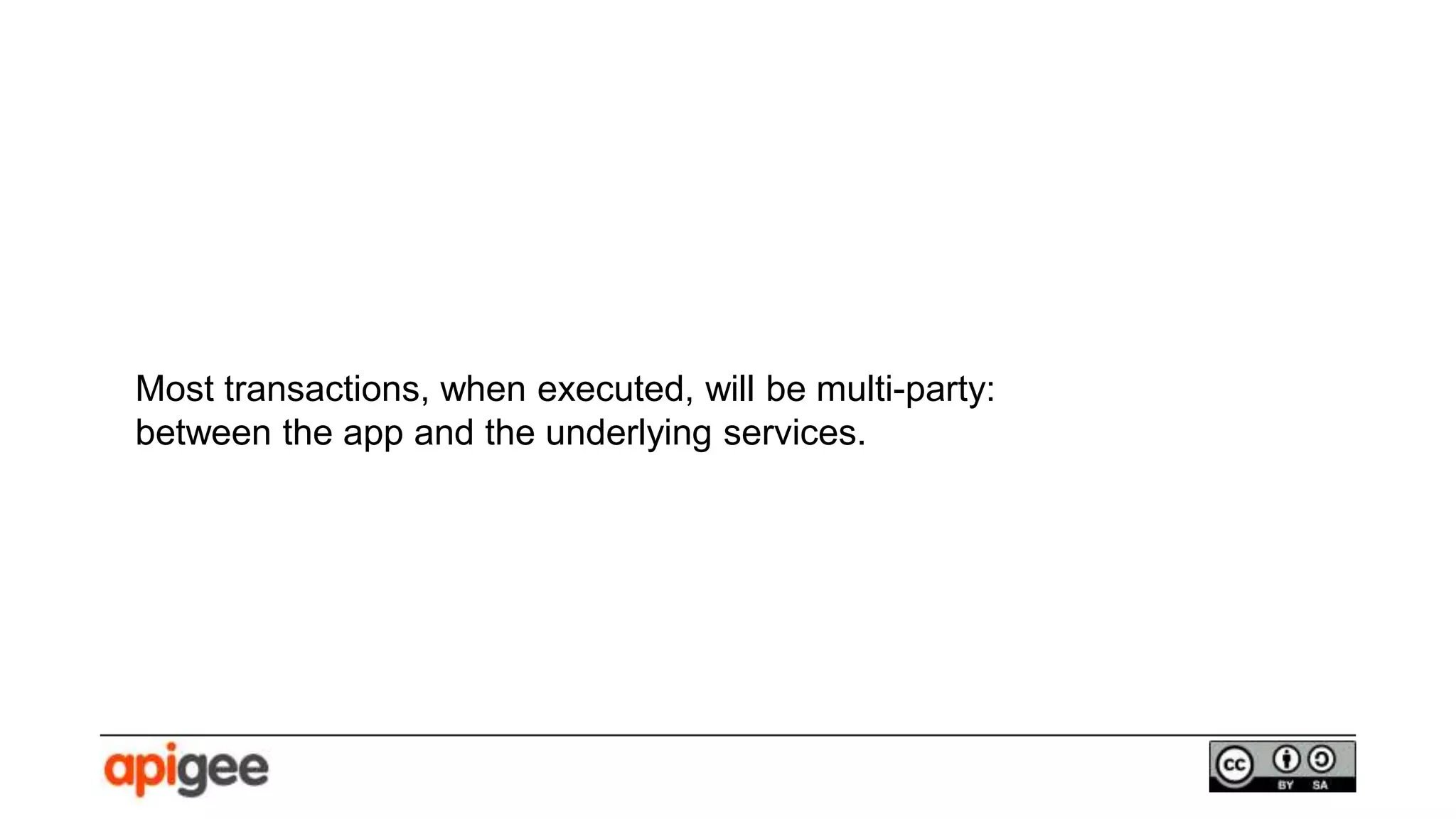 Most transactions, when executed, will be multi-party:
between the app and the underlying services.
 