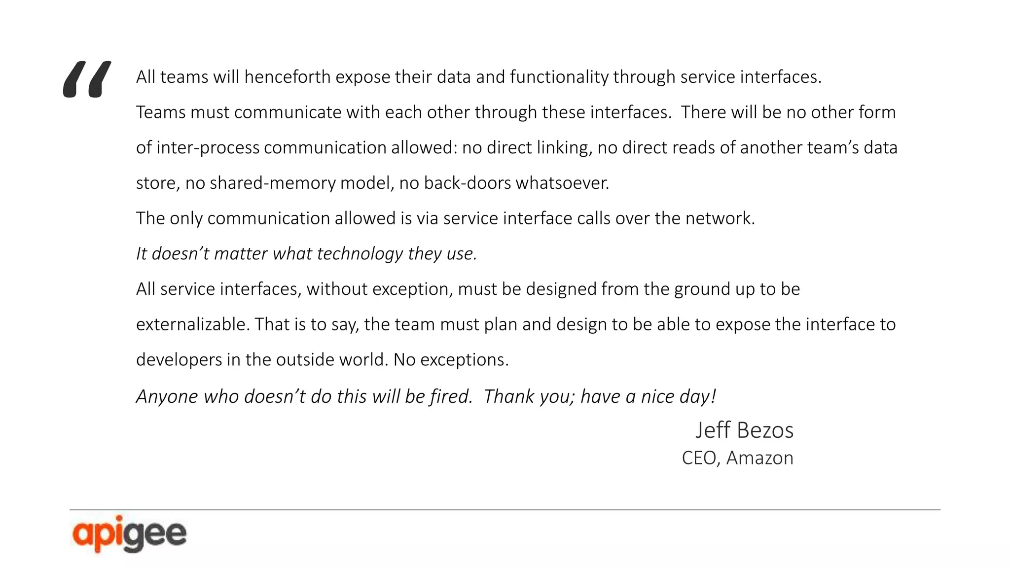 “

Information about the package helps us run our business better. That
comes from a digital operating model where all our assets are
connected and surface information to increase overall value to us and
the customer.
David Zanca, SVP IT, Customer Access, and Revenue
Systems
Federal Express

Not only do our customers want more information about the packages,
but they also now want more interaction with FedEx and expect us to
react to changes and resolve problems if they occur.
Thomas Wicinski, VP Digital Access Marketing
Federal Express

 