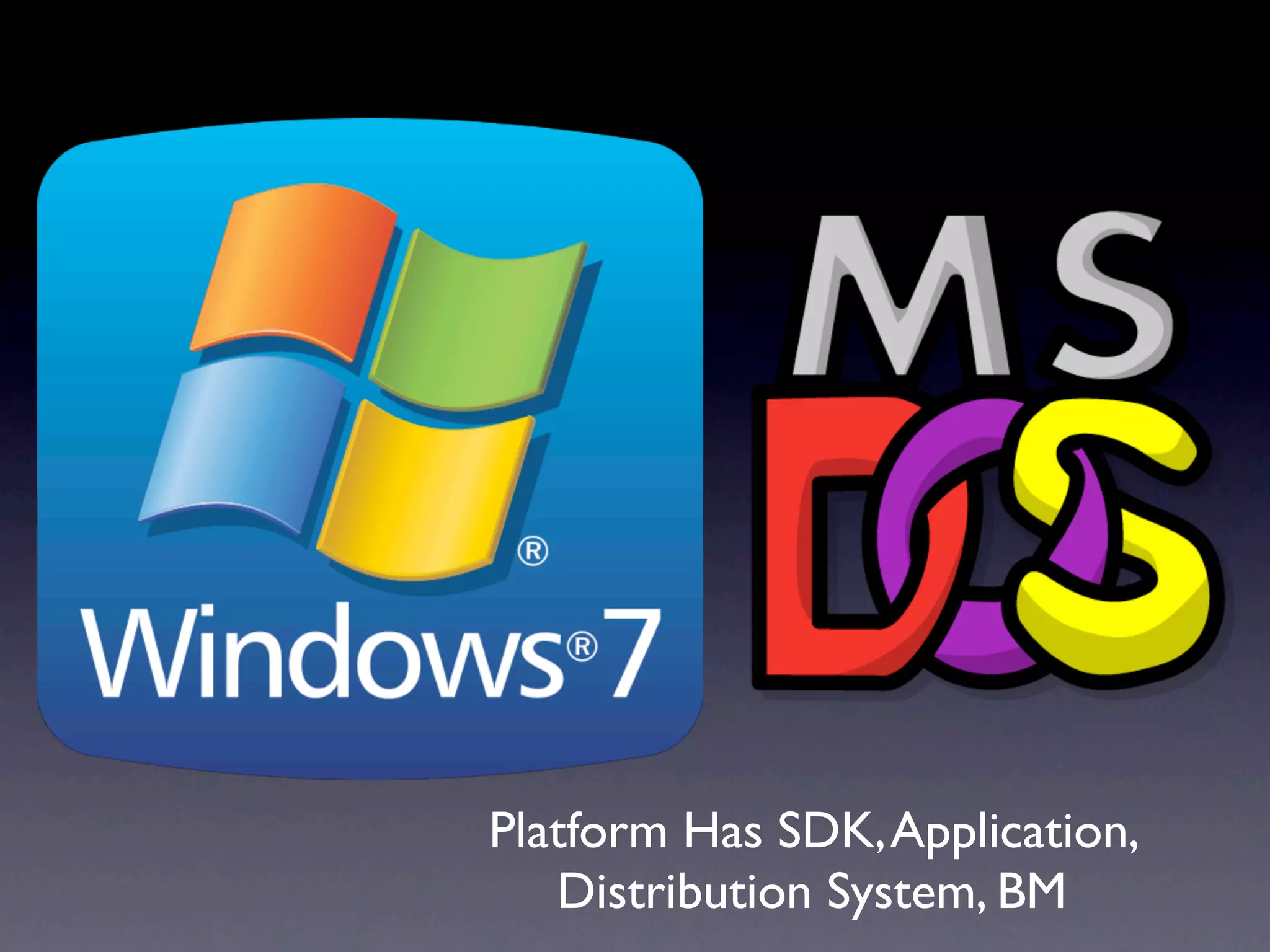 Platform Has SDK, Application,
   Distribution System, BM
 