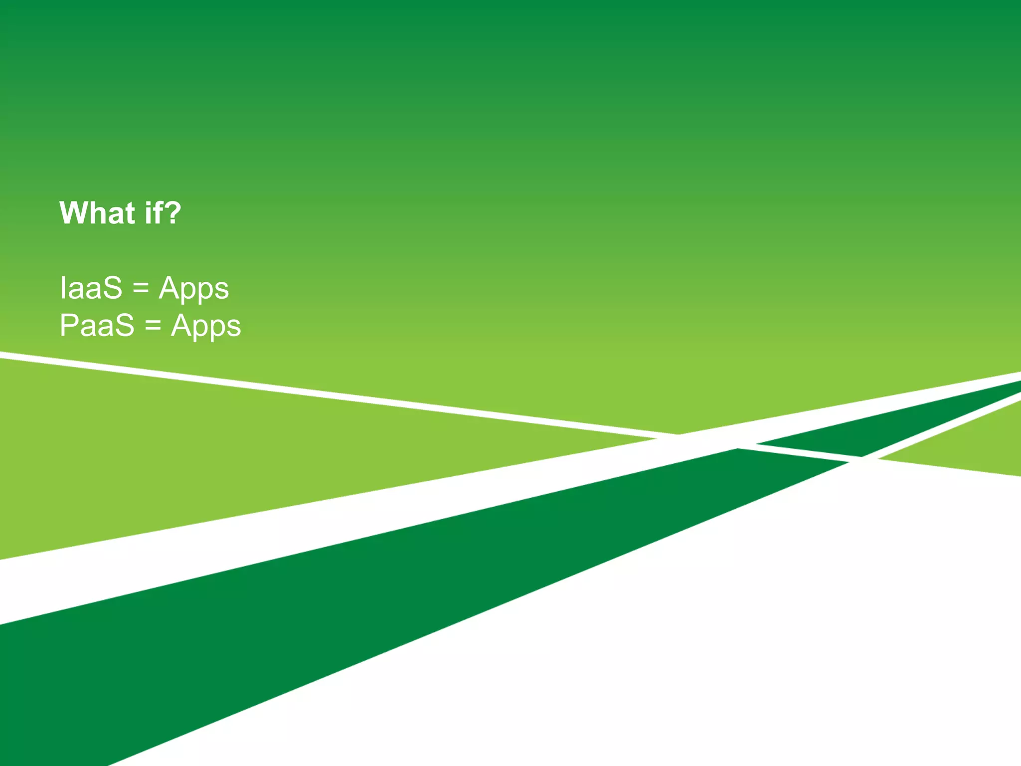 What if?
IaaS = Apps
PaaS = Apps