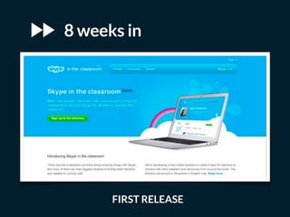 8 weeks in
FIRST RELEASE
 