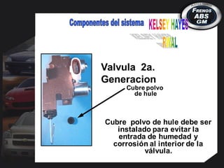 Cubre polvo de hule debe ser
instalado para evitar la
entrada de humedad y
corrosión al interior de la
válvula.
Cubre polvo
de hule
Valvula 2a.
Generacion
 