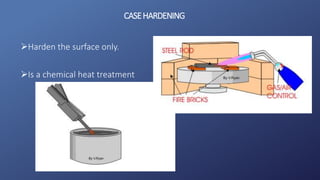 CASEHARDENING
Harden the surface only.
Is a chemical heat treatment
 