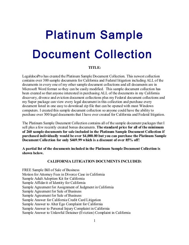 Platinum Sample Document Collection