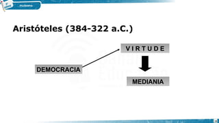 Aristóteles (384-322 a.C.)
15
DEMOCRACIA
V I R T U D E
MEDIANIA
 