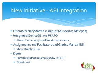 Montana’s Statewide Digital AcademyServe over 170 DistrictsOriginal Credit Fall 2010Customers wanted flexible alternativePiloted Connect Credit Recovery/Hired Ryan DecemberFull roll-out Feb 2011Using Global Language Library this Fall (700-800 enr.)Piloting Middle School Language Sampler this Fall (120)4 Staff MembersAbout MTDA