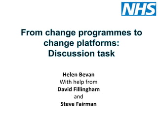 Helen Bevan
With help from
David Fillingham
and
Steve Fairman
 