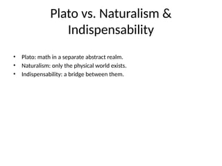 Exploring Plato’s Philosophy of Mathematics and the Indispensability ...