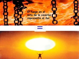 El fuego en el mito de la caverna representa al Sol. 