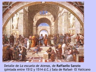 Detalle de  La escuela de Atenas , de  Raffaello Sanzio   (pintada entre  1512 y 1514  d.C.) Sala de Rafael- El Vaticano   