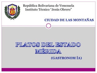 República Bolivariana de Venezuela
Instituto Técnico “Jesús Obrero”
 