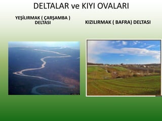 DELTALAR ve KIYI OVALARI
YEŞİLIRMAK ( ÇARŞAMBA )
DELTASI KIZILIRMAK ( BAFRA) DELTASI
 