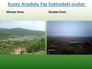 Kuzey Anadolu Fay hattındaki ovalar:
Manyas Ovası Uluabat Ovası
 