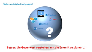 ?
Wollen wir die Zukunft vorhersagen ?
Besser: die Gegenwart verstehen, um die Zukunft zu planen …
 
