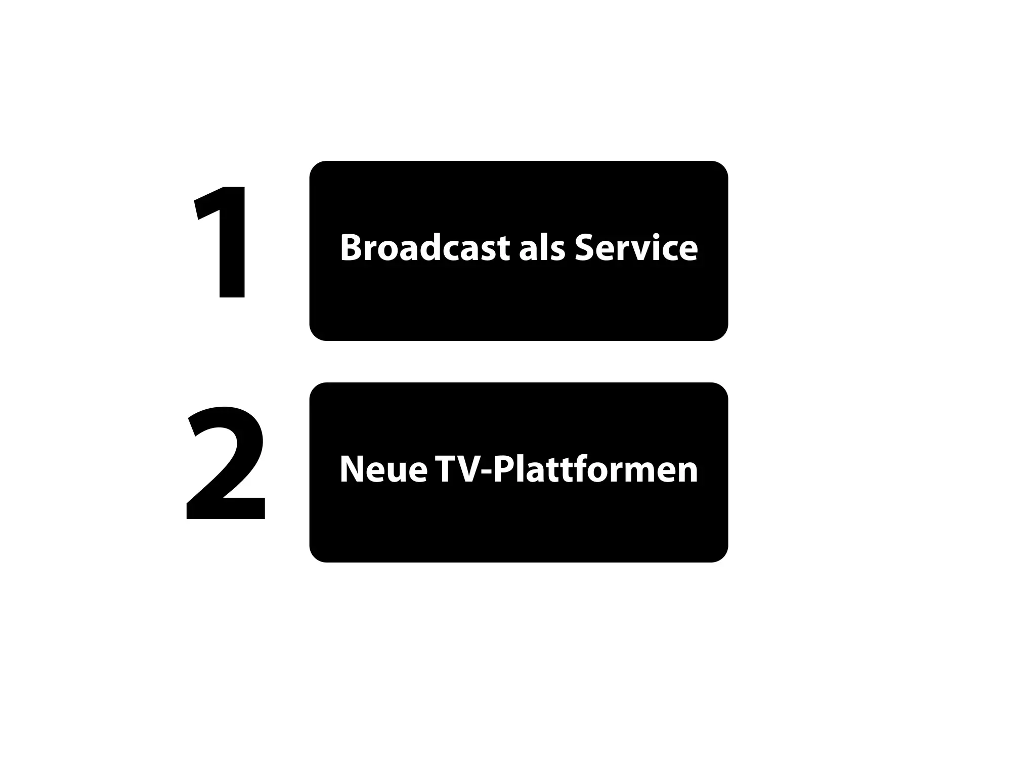 1   Broadcast als Service




2   Neue TV-Plattformen
 