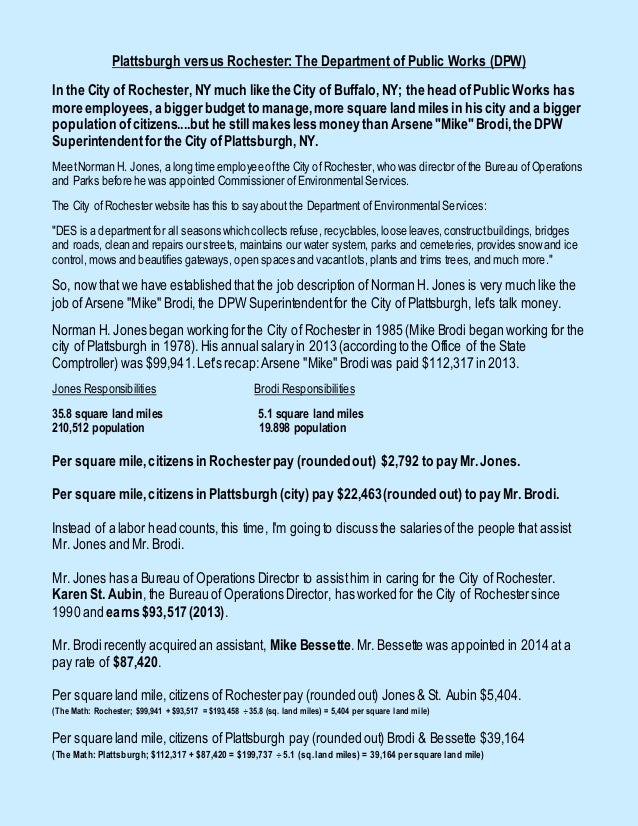 plattsburgh versus rochester dpw and supervisor salaries city of buffalo public works