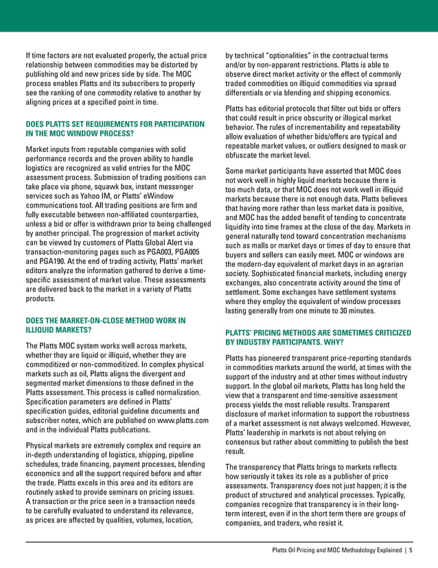 Platts Oil Pricing and MOC Methodology Explained