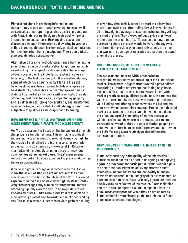 Platts Oil Pricing and MOC Methodology Explained