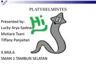 PLATYHELMINTES
Presented by:
Lucky Arya Sadewa
Mutiara Tsani
Tiffany Panjaitan
X.MIA.6
SMAN 1 TAMBUN SELATAN
 
