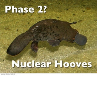 Phase 2?




                   Nuclear Hooves
Saturday, October 16, 2010
 