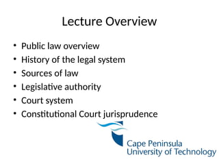 Comprehensive Overview of Public Law in South Africa: History, Sources ...