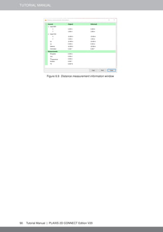 TUTORIAL MANUAL
Figure 6.9 Distance measurement information window
90 Tutorial Manual | PLAXIS 2D CONNECT Edition V20
 