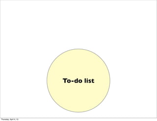 To-do list
Thursday, April 4, 13
 