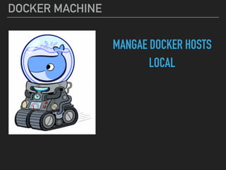 DOCKER MACHINE
MANGAE DOCKER HOSTS
LOCAL
 